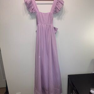 MABLE Maxi Dress Side Strap Ties in the Back Lavender Size 2 Shoulder Ruffle